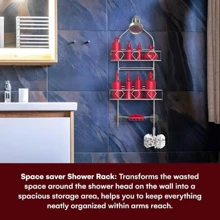 3 Tiers Premium Hanging Shower Caddy Bathroom Shower Organizer Shower Rack With Soap Holder 11.6"X 5"X24.2" Mesh Bathroom Shower Head Organizer Shelf For Shampoo And Soap, Upgraded 2nd Edition Home Bathroom Decor Summer Back To School
