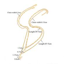 Bộ 2 dây chuyền mặt chữ thập phong cách retro tối giản, dây chuyền hình môi mạ vàng, dây chuyền nhiều lớp bằng thép không gỉ dành cho nữ. - Vàng - Xem 2