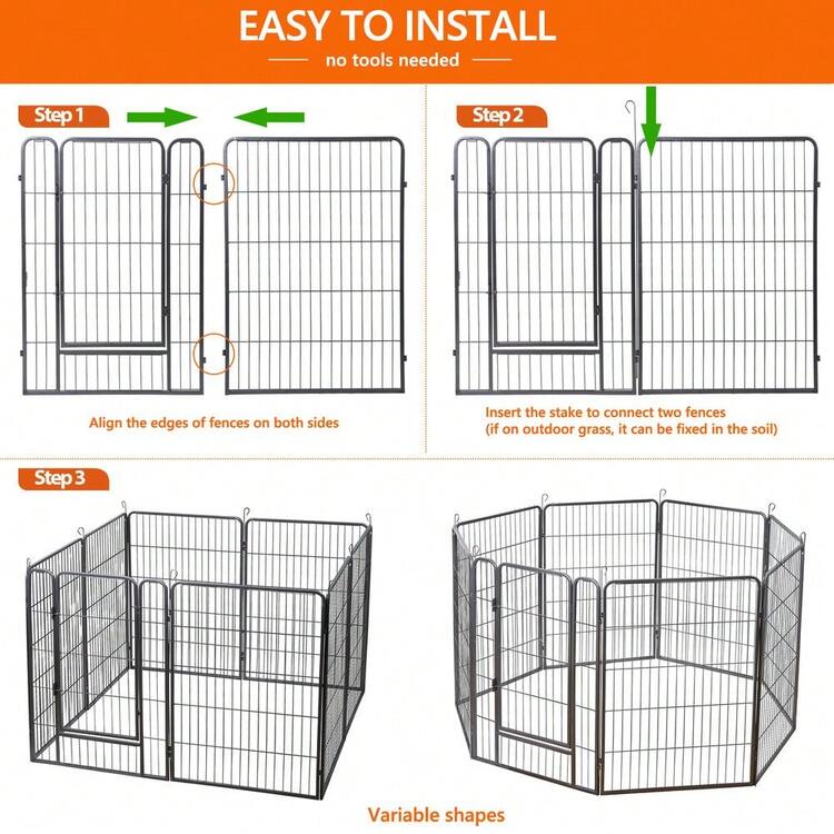 40 Inch 8 Panels Dog Exercise Playpen Dog Fence Heavy Duty With Door Outdoor - 1 - 查看 4