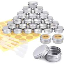 24 Pcs Aluminum Tin Jars, Aluminium Empty Containers, 5ml/20ml/30ml/40ml/50ml/60ml Round Cosmetic Tin Jars, Metal Tins With Lids, Aluminium Empty Tins Metal Candle Storage Tin Jars Travel Tin Cans For Crafts, Cosmetics, Lip Balm, Candles, DIY