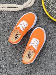 OPOEE 儿童帆布鞋，韩版简约低帮系带运动休闲运动鞋，适合男孩和女孩，时尚百搭经典一脚蹬帆布鞋，适合春秋季节