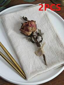 2/6/12 件现代简约优雅米色皱纹纹理餐巾，适用于餐厅、厨房、婚礼派对、餐桌装饰