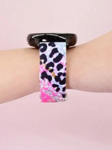 1PC Pink Blue Leopard Printed Silicone Bracelet Sport Style Watch Strap Compatible With Samsung Galaxy Watch4/Watch4 Classic/Watch5/Watch5 Pro/Watch6/Watch6 Classic/Watch7 Watch Bands