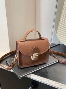 1pc Fashionable And Cute Shoulder Bag, Casual And Versatile Pu Bag, Daily Travel, Childlike, Simple Change Accessories Bag, French Crossbody Bag, Fashionable And Versatile Travel Handbag, High-Quality Texture, Shoulder Small Square Bag, Suitable For Teenagers To Travel And Go Shopping, Daily Use, Simple And Versatile Square Bag Shape, Hand-Held Crossbody Bag, A Must-Have Fashion Item For Travel - Solid Color Pu Handbag - View 6