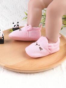 1 paire de chaussures plates élastiques pour bébés avec design de souris de dessin animé, convient pour les tout-petits de 0 à 1 an, adapté au printemps, à l'automne, à l'hiver et à l'été