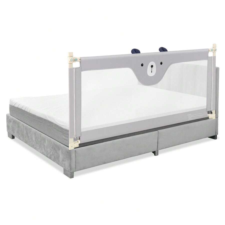 175CM Cute Baby Bed Rail Guard Toddler Infant Security Guardrail With Double Lock - Grey - View 1