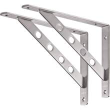 Shelf Bracket 12", Stainless Steel Heavy Duty L Shaped Brackets Wall Mounted Floating Table Support With Hanging Holes Corner Brace 4mm Right Angle Joint Brackets, 2pcs, Max Load 400lbs