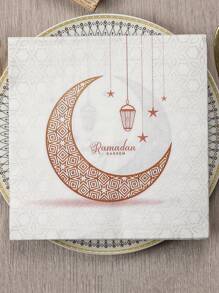 20 件/套一次性纸巾，斋月装饰纸巾，月亮，灯笼元素，适用于餐厅、派对、家庭宴会，13*13 英寸 - 彩色 - 查看 5