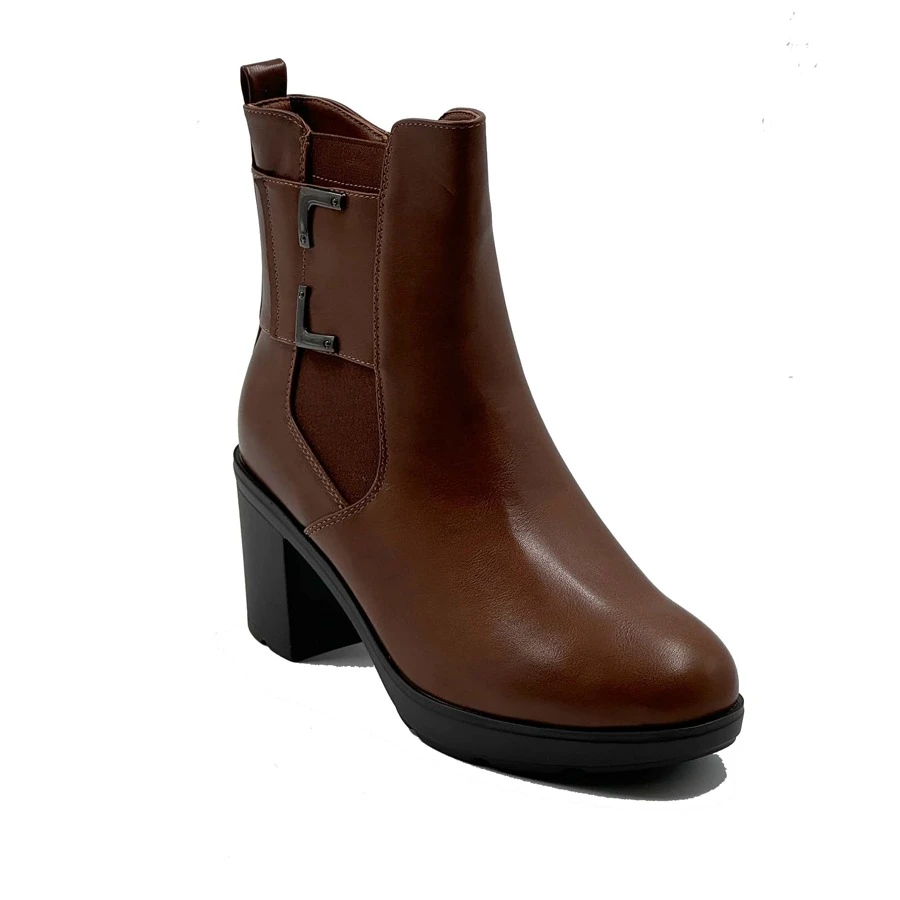 JZ Brothers Mid-Heeled Ankle Boots With Elastic Band And Side Decoration - Lạc đà - Xem 1