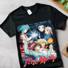 Anime Shirt Howl And Sophie Shirt Howl Moving Castle Hayao Miyazaki Gifts Shirt - màu đen - Xem 1