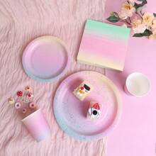 10pcs/20pcs/50pcs, Rainbow Color Party Tableware Set Disposable Paper Plates Napkins Cups. Gold Dot Colored Tableware For Boys Girls Baby Birthday Shower Wedding Party