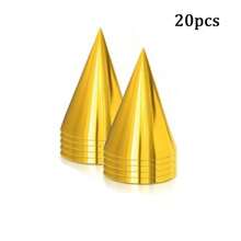 20 Pcs Colorful Birthday Party Hats Party Cone Hats Metallic Foil Cone Hats Birthday Paper Hats (5 Colors) - Multicolor - View 11
