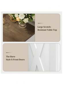 Sideboard, 140cm Kitchen Cabinets With 3 Drawers, Wooden Storage Cupboard Cabinet For Kitchen With 2 Adjustable Shelves, Living Room, Dining Room, Hallway, White & Brown - White - View 5