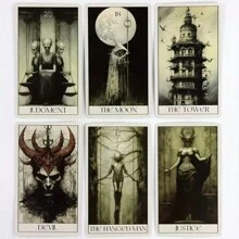1pc 78 Horror Tarot Cards-Dark And Mysterious Soul And Power Exploration, Gothic Illustrated Board Game, With Skeletons, Skeletons And Creepy Images, Ideal Holiday Gift. - Multicolor - View 2