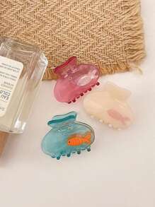 1 件创意透明鱼缸形状发夹，可爱动物鱼和发爪发饰，适合日常佩戴、节日、女孩礼物发夹发夹发夹发夹发夹，爪夹秋冬发饰女士度假装女士 - 彩色 - 查看 8