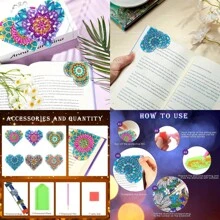 6 stuks/set Mandala 5D Diamond Painting bladwijzers, DIY Diamond Art PU lederen bladwijzers, Beginner Reading Craft Kit, Boekenliefhebber Terug naar school cadeau