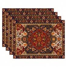 1set/1pc/4pcs/6pcs Rust Placemats, Art Pattern Table Mat, Machine Washable Polyester Placemat, Protected Tabletop, Heat Resistant, Dirty And Easy To Clean Placemats, Table Decoration, HolidayParty Layout, Desktop Protection, Can Be Used As Gifts,12x18 Inch - Multicolor - View 6