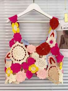 Women's Colorful Hollow Out Embroidered Crochet Knitted Sweater Vest Casual Vacation Summer - Multicolor - View 2