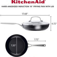 Juego de ollas y sartenes antiadherentes de anodizado duro para inducción, 10 piezas, en color negro mate - Sartén con tapa (10") - Ver 2
