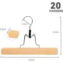 Wooden Pants Skirt Hangers, Smooth Finish Solid Wood Non Slip Jeans Slack Clamp Hangers Hair Extension Hangers(20Pcs Natural)…