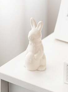 1 pieza Adorno de conejo blanco de cerámica, en varios tamaños, de estilo simple y lindo, apropiado para escritorio, decoración del hogar, oficina, estantería, mueble de TV