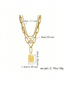 1 Peça Colar De Aço Inoxidável Pingente Multi-camadas De Alta Qualidade Fashionable E Único De Rosto Multicamadas Estilo Vintage