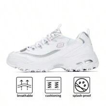 Skechers D'LITES 1.0 系列休闲鞋，白色复古全息女式运动鞋，适合健身锻炼和日常通勤，37 码及以上建议选购小半码，66666200-WHT - 白色 - 查看 4