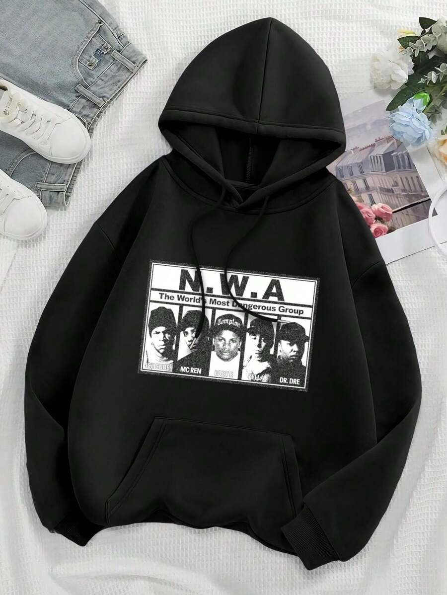 N.W.A Women's Hoodies Classic Hip Hop T-Shirt Style - Black - View 1
