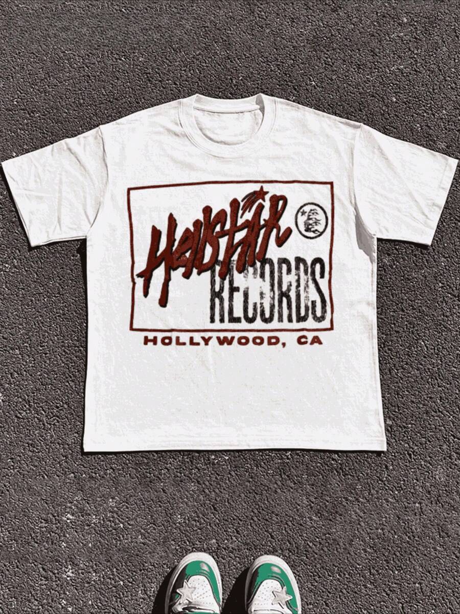 1 Pcs 100% Cotton Men's T Shirts White Hellstar Records Mens Men Women Printed  Shirt Casual Top Tees T-Shirt  Graphic Print T Shirt  Tops TEE 220g Heavy Cotton T Shirt - Blanco - Ver 1