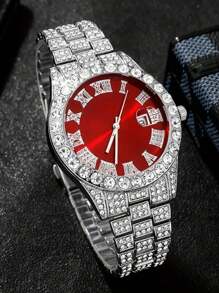 3 件男士简约石英表套装 - 带日历功能，圆形表盘，搭配个性化吊坠项链和链条手链组合，时尚帅气，适合任何地方佩戴/送礼 - 銀色 - 查看 3