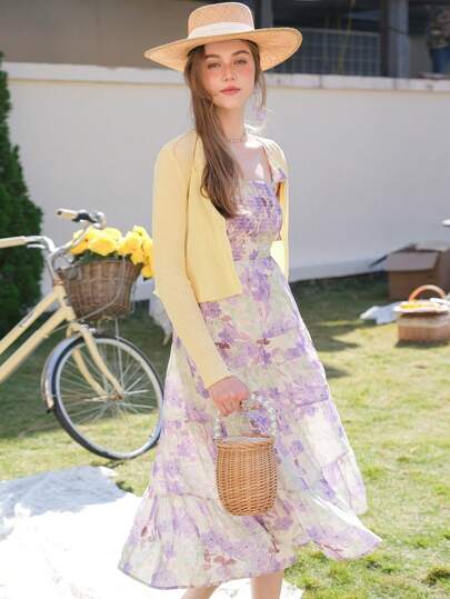 V领复古港风喇叭袖修身针织上衣