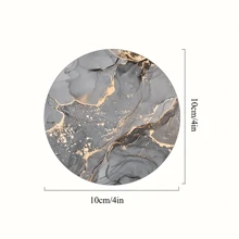 6pcs/Set Watercolor Marble Design Coasters, 10cm/3.9inch Diameter, 2mm Thickness, Absorbent Rubber Bottom, Anti-Slip, Cute Cup Mats, Suitable For Cups, Home Kitchen Tabletop Decor, Housewarming Gift - GZNBD-009 - View 7