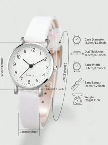 6pcs/Set Women's Gift Watch With Elegant Numeric Dial, Classic Fashion Quartz Wristwatch + Heart-Shaped Jewelry (Watch Box Not Included) - White - View 4