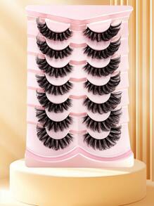 New 7pairs Russian Volume Classic Cat Eye Mink False Eyelashes Natural D Curl Fluffy Faux Eyelashes Extension For A Natural Look