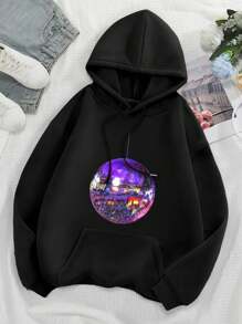 Women's Dazzling Disco Ball Jacket T-Shirt Shimmering Glittering Party Wear