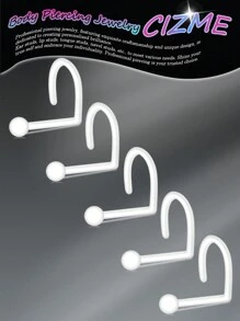 CIZME 5件/50件/套透明UV亚克力材质身体穿孔套装，包括肚脐穿孔、鼻穿孔、鼻中隔环、耳穿孔、唇穿孔，适合女性日常佩戴 - 無色 - 查看 10