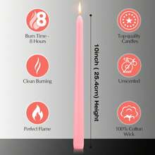 12 Pack Pink Taper Candles - Taper Candles 10 Inch Dripless, Smokeless & Unscented - 8 Hours Long Burning - Tall Candlesticks - Ideal For Weddings, Dinner Parties, Home Decor, Birthday Party - 粉色 - 查看 2