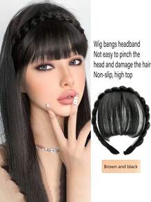 合成头带刘海接发假发长边刘海女士自然假发黑棕金色刘海