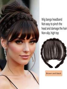 合成头带刘海接发假发长边刘海女士自然假发黑棕金色刘海