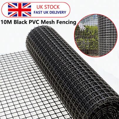 1x10M Garden Fence Barrier Fencing,Snow Fence Plastic Mesh Fencing Roll[Heavy Duty] Temporary Fencing,Garden Mesh Border Fence Reusable For Yard Vegetable Poultry Rabbit Chicken-Black