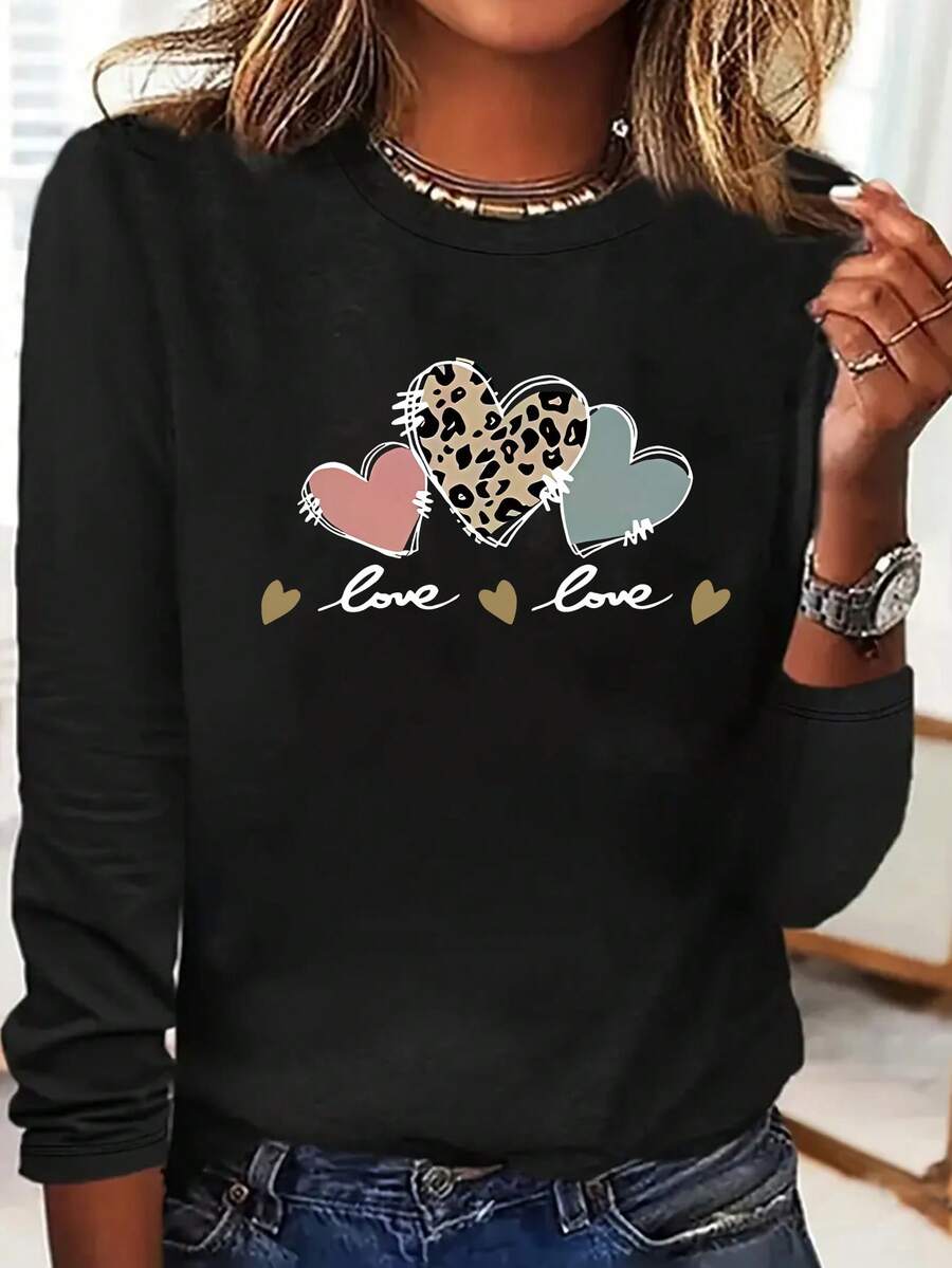 大码经典纯色长袖 T 恤，休闲百搭秋季