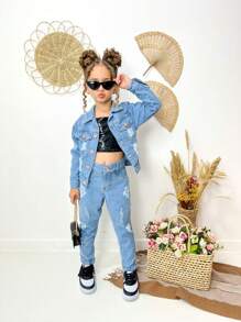 Light Blue Denim Jacket Without Lycra - Rửa nhẹ - Xem 4