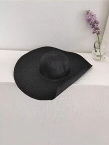 1 pezzo Cappello da spiaggia di paglia da donna con ampia tesa, piccolo e pieghevole, per le vacanze