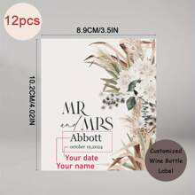 12/24pcs Copywriting Customized Wedding Engagement Party Red Wine Bottle Waterproof Tear-Off Label Stickers