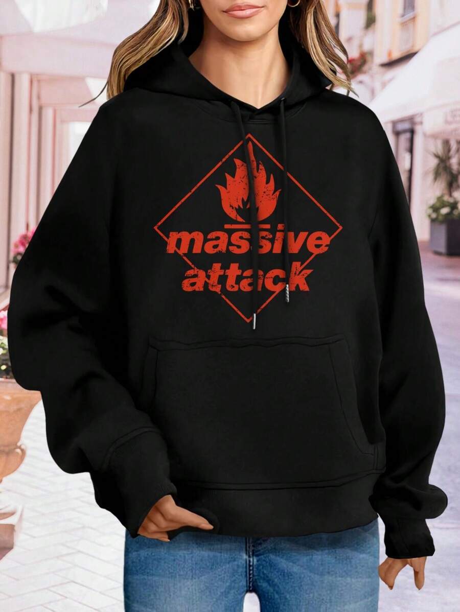Women's Massive Attack Sweatshirt T-Shirt Official Merch Band Tees Concert Apparel - 黑色 - 查看 1