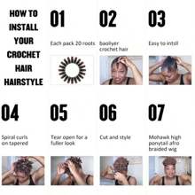 DWNSEN 9Packs 180 Strands 10 Inch Short Crochet Hair For  Women African Collection Crochet Braiding Hair(8mm) Synthetic Hair Extension Afro Twist  Prelooped Crochet Hair Hair Extensions For DIY Mohawk Afro Braided Wigs(1B/27) Free Installation Tools - 9 gói 120 sợi - Xem 10