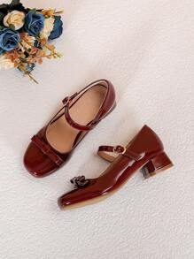 1 Pair Stylish & Versatile Square Toe High Heel Pumps For Girl, Suitable For All Seasons - Red - View 3