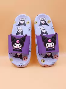 Sanrio Kuromi 可爱卡通露趾拖鞋 女童卡通鞋 透气防滑厚底拖鞋 适合室内家居浴室