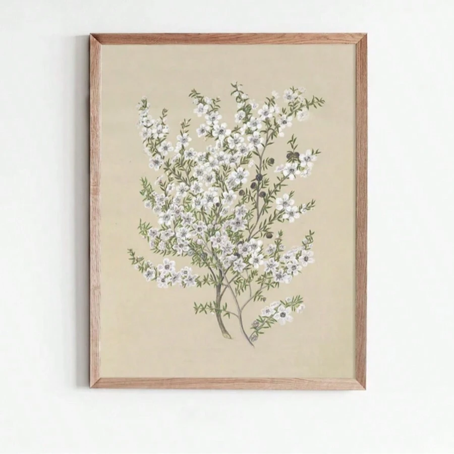 1 幅，帆布挂画，带框，复古植物装饰艺术经典现代花卉壁画，海报，室内室外纯色图案，适用于客厅、卧室、教室、厨房、浴室 - 春季和秋季装饰