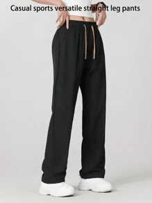 Women's Summer Casual Straight Leg Sports Pants, Fashionable & Versatile